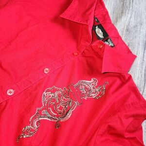 Harley Davidson Button Down Top Rhinestone Embellished American Legend Women's M